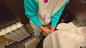 teacher fills my wet panties with cum in school toilet! 💦🚽