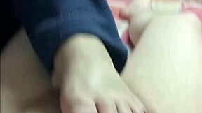 i love giving my stepson this kinky footjob on my sexy feet