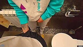 teacher fills my wet panties with cum in school toilet! 💦🚽