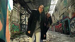 Julia Parker and Maria Gail risk no condom FFM 3some with huge cocks outdoors