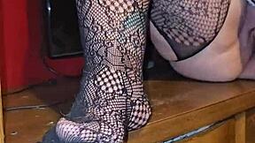 pregnant milf's swollen wet pussy lips spread wide pink and dripping