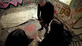 Julia Parker and Maria Gail risk no condom FFM 3some with huge cocks outdoors