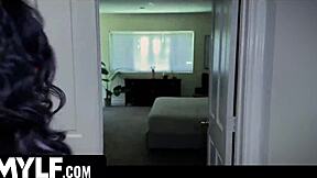 Babysitter Sucks Boss Dick Deepthroat During Scary Movie POV