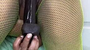 59 year old milf stuffs thick chocolate dildo deep