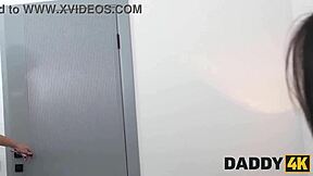 Daddy4K Slutty Amelia Ost Cheats On BF With Daddy On Couch Pigtails Shaved Pussy