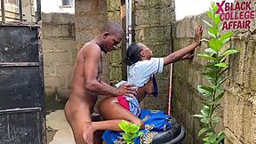 Amateur ebony schoolgirl bent over fucked hard outdoors wet uniform