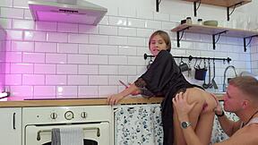 skye young's tight ass takes anal vibe in kitchen, sheer tease