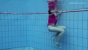 russian teen anna netrebko teases petite bikini body underwater at pool in softcore wet swim