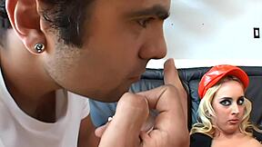 Kelly Wells swallows jizz buckets in messy blonde gangbang