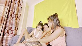 cum swapping skinny babes share huge cock on sex swing bbf