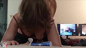 White slut in leather pants takes doggy assfucking rimjob and spanking