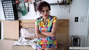 StepMom Savana Styles' Horny Pussy Rides Stepson's Monster Cock Rough in Garage!