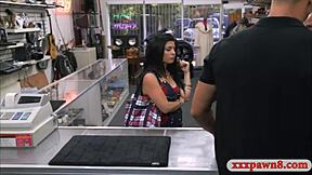 hot latina's throat stuffed by pawnshop owner's massive cock on hidden cam