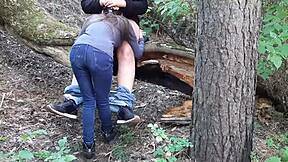 stepsis spies on girlfriend turning heads with that lesbian vibe in the forest