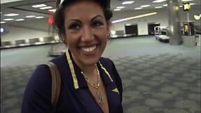 milf stewardess in stockings totally wrecked by massive black cock!