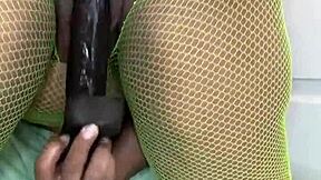 59 year old milf stuffs thick chocolate dildo deep