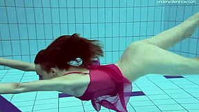 russian teen anna netrebko teases petite bikini body underwater at pool in softcore wet swim