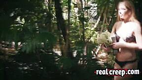 Blonde Babe Bent Over Fucked Raw in Forest by Maniac