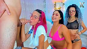 Best friend whores kneel deepthroating rough blowjobs submissively