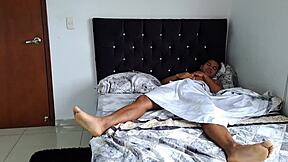 innocent stepmom's hand slips onto my throbbing cock then her lips follow