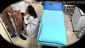 Hidden Hospital Cam Captures Sexy Latina Babe's Bent-Over Doggystyle Orgasm