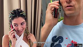 Step sister horny for rough creampie begs brother find skinny pigtail fucker