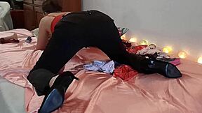 French Amateur In Satin Stockings Heels Licks Asshole Sucks Cock And Fucks Hard In Retro Outfit