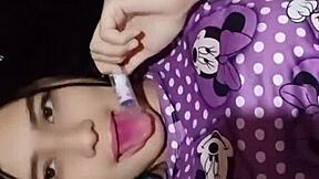 hey, horny latina neighbor walks in catching white guy jerking off on bed