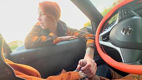 hey stranger caught me flashing dick in car now show those big tits and help jerk