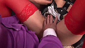 Anaya and Paige Kneel Gobbling Cocks in Lingerie for Office Secretary Jobs