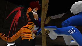 blue vixen shemale furry fucked hard in latex bdsm blowjob