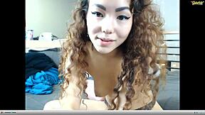 cute asian lesbians tease sweet pussies on live cam show