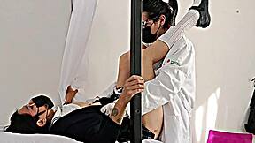 Mexican latina patient bent over hospital bed for doctor's monster cock pounding