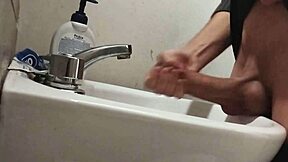 getting my cock primed on the sink for that massive cum blast