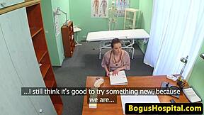 Hairy babe arrives at hospital where doctor bangs and fingers her during exam