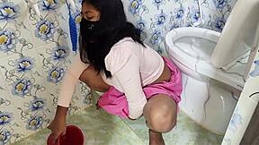 desi village bhabhi sneaks daddy into bathroom for hardcore homemade fucking