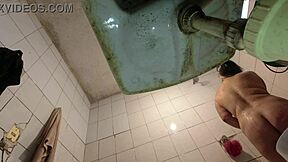 pervy guy spies latina schoolgirl stripping uniform in bathroom thrill