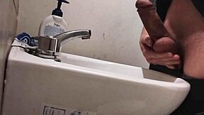 getting my cock primed on the sink for that massive cum blast
