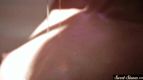 ebony stepdaughter takes hard doggystyle pounding in bathtub