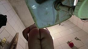 pervy guy spies latina schoolgirl stripping uniform in bathroom thrill