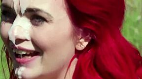 stunner's face drips with hot cum loads she gulps every drop