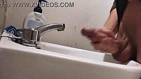 getting my cock primed on the sink for that massive cum blast