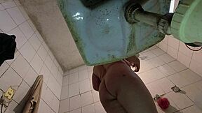 pervy guy spies latina schoolgirl stripping uniform in bathroom thrill