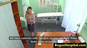 Hairy babe arrives at hospital where doctor bangs and fingers her during exam