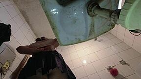 pervy guy spies latina schoolgirl stripping uniform in bathroom thrill