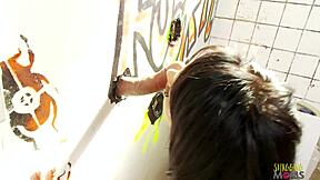 god i love sucking cock at the gloryhole with my big fake tits out