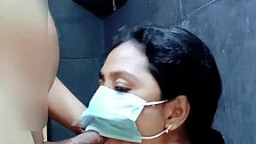 desi boudi rides servant cock hard in bathroom after cleaning