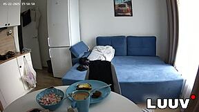 luuv vilika munches dinner fully topless exposing perky tits on camera