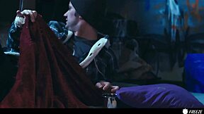 mistress clemence freezes then takes rough face fuck handjob cumshot??