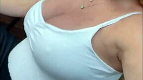 busty barbara's pregnant cleavage shows giant tits